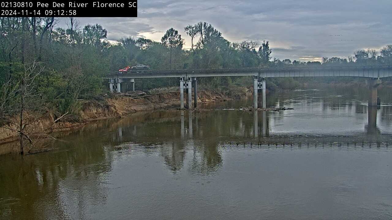 View of the river with bridge in the background crossing left to right