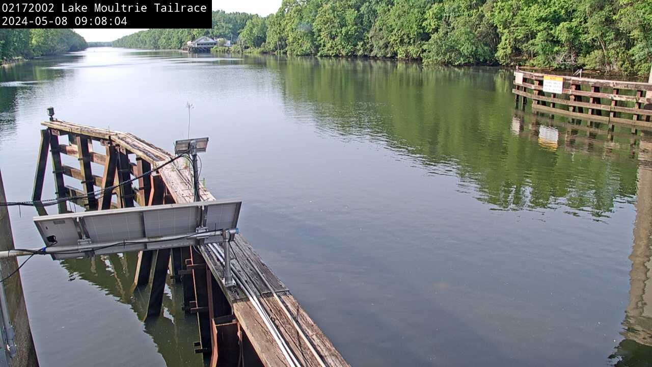 Live webcam video at Lake Moultrie Tailrace Canal at Moncks Corner, SC