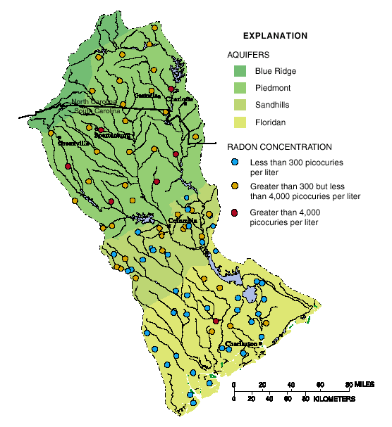 The Santee River Basin Radon Concentration Map.