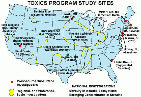 Map showing location of the Toxics investigation into MTBE-contaminated groundwater.